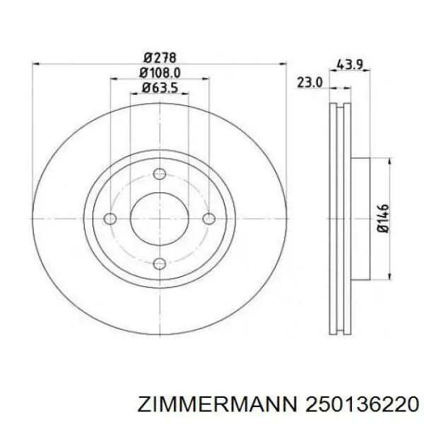 Тормоз дисковый передний Zimmermann 250136220 цена, от 52.71 USD