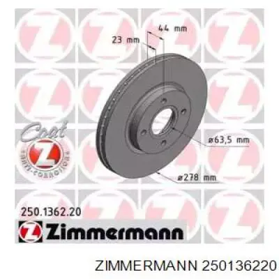 Freno de disco delantero 250136220 Zimmermann