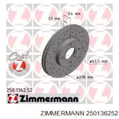 250136252 Zimmermann диск тормозной передний