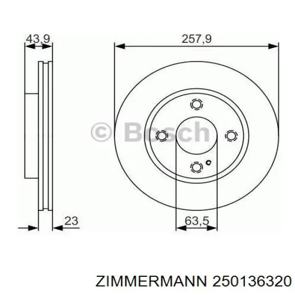 Купить 250136320 Zimmermann Ротор тормозной