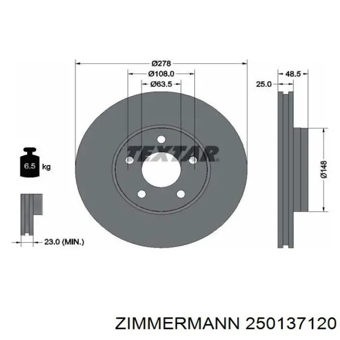 Тормоз дисковый передний Zimmermann 250137120 цена, от 59.90 USD