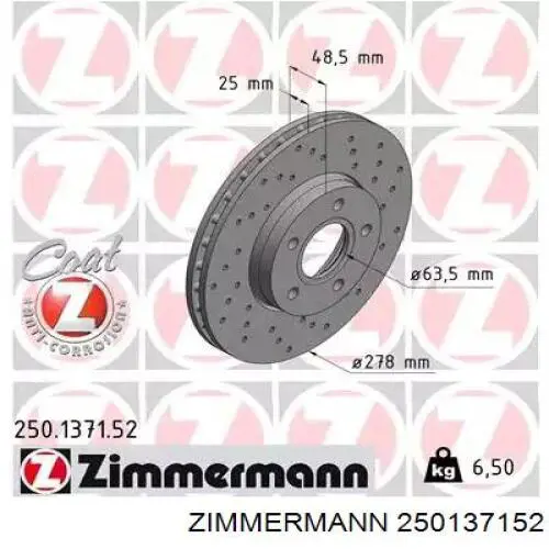 250137152 Zimmermann disco do freio dianteiro