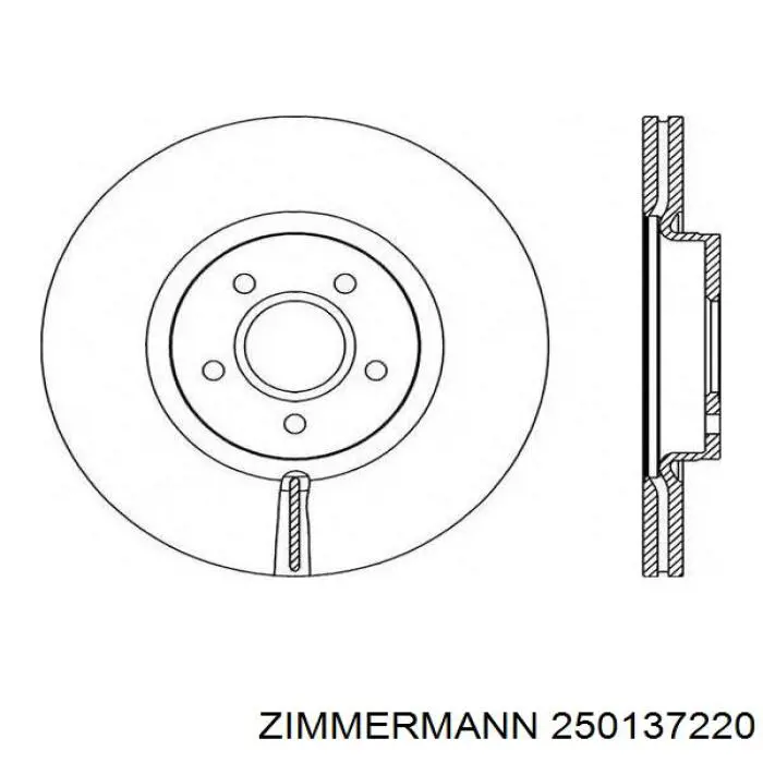 Передний тормозной диск Zimmermann 250137220