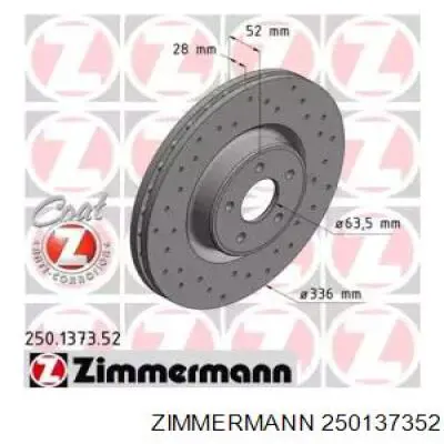 250137352 Zimmermann диск тормозной передний