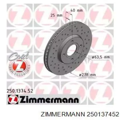 Передние тормозные диски 250137452 Zimmermann