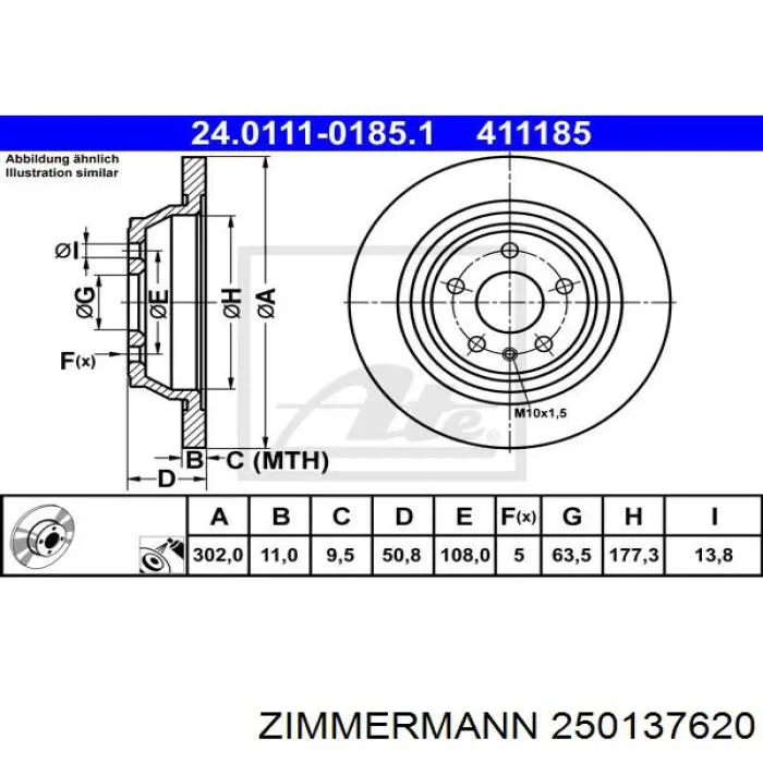 Задний тормозной диск Zimmermann 250137620 цена, от 57.57 USD