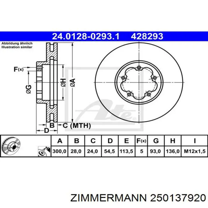Тормоз дисковый передний Zimmermann 250137920 цена, от 74.31 USD