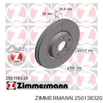 Передние тормозные диски 250138320 Zimmermann