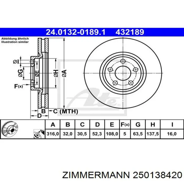 Купить 250138420 Zimmermann Ротор тормозной