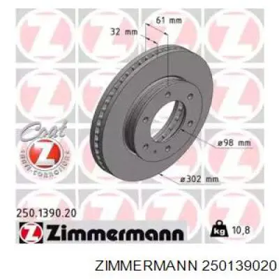 250.1390.20 Zimmermann disco do freio dianteiro