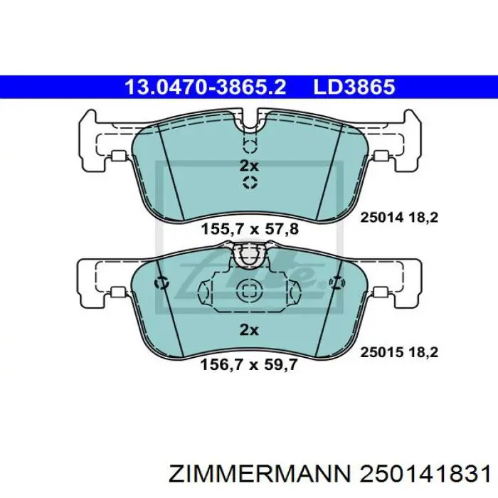 Передние тормозные колодки 250141831 Zimmermann