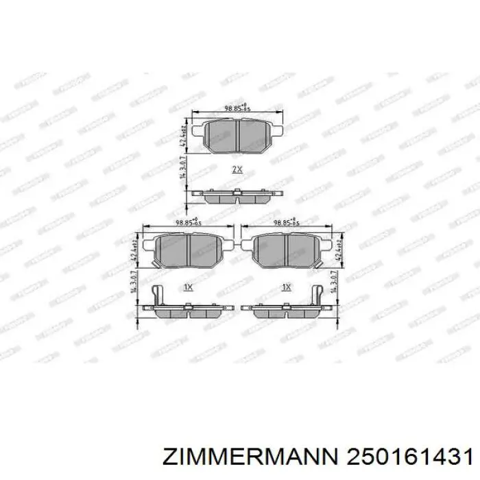 Задние тормозные колодки 250161431 Zimmermann