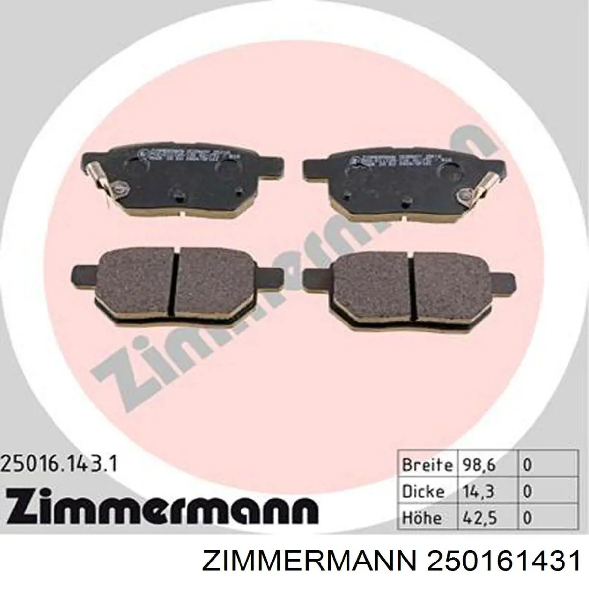 Купить 250161431 Zimmermann Колодки тормозные задние, дисковые