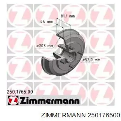 250176500 Zimmermann барабан тормозной задний