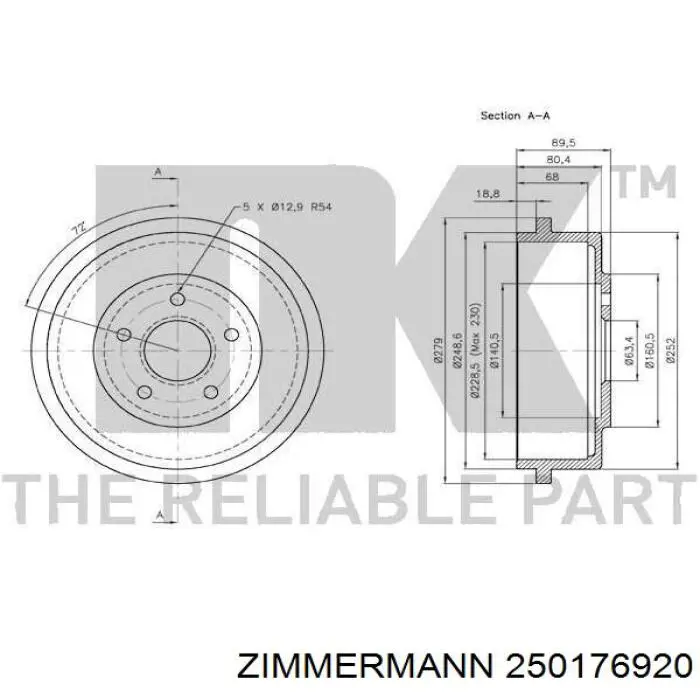 Барабан тормозной задний Zimmermann 250176920 цена, от 53.25 USD