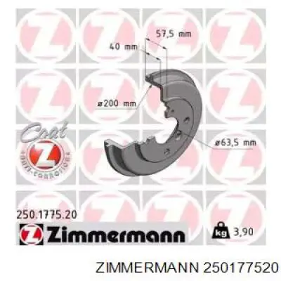 250177520 Zimmermann барабан тормозной задний