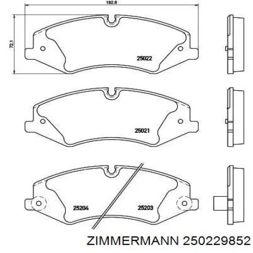 Передние тормозные колодки 250229852 Zimmermann