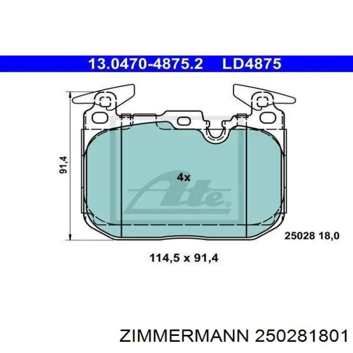 Тормозные колодки Zimmermann 250281801