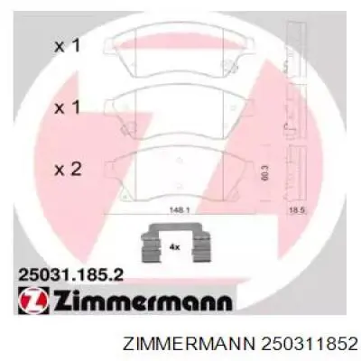 Передние тормозные колодки 250311852 Zimmermann