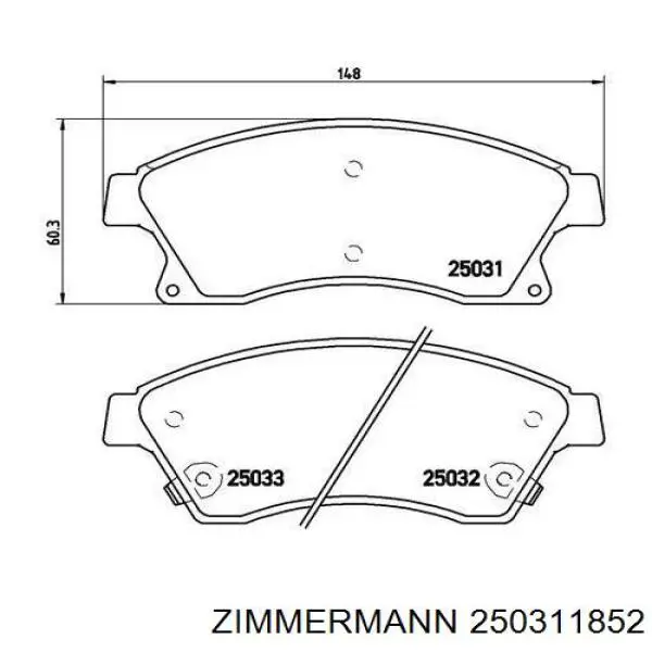 Купить 250311852 Zimmermann Колодки тормозные