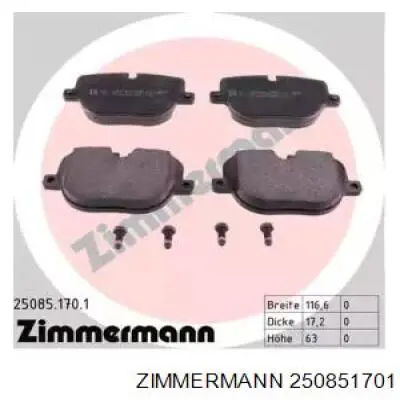 25085.170.1 Zimmermann колодки тормозные задние дисковые