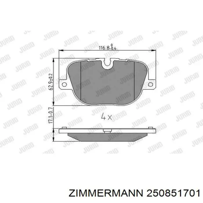 Задние дисковые колодки Zimmermann 250851701
