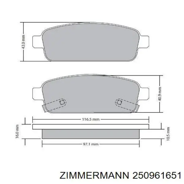 Задние тормозные колодки 250961651 Zimmermann