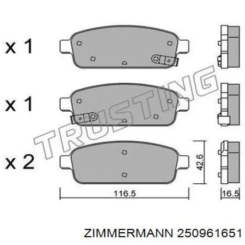 Колодки дисковые  Zimmermann 250961651 цена, от 24.19 USD