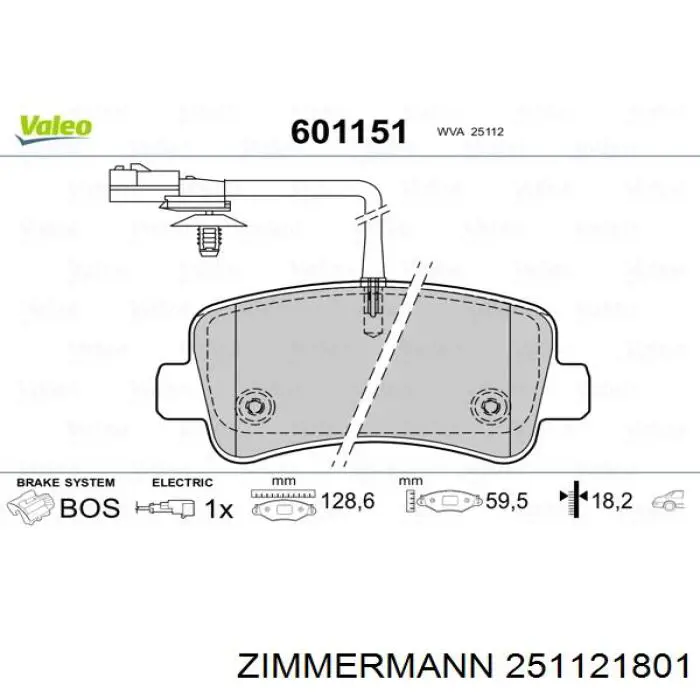 Задние тормозные колодки 251121801 Zimmermann