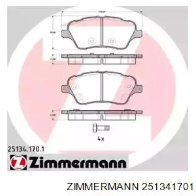 Передние тормозные колодки 251341701 Zimmermann