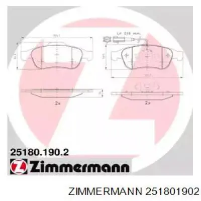 Передние тормозные колодки 251801902 Zimmermann