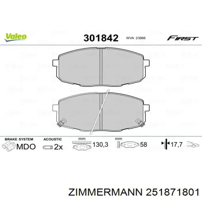 Купить 251871801 Zimmermann Колодки тормозные
