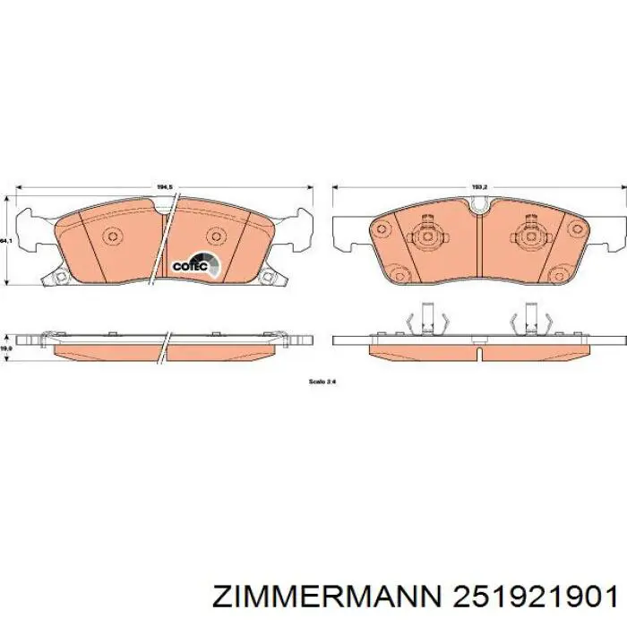 Передние тормозные колодки 251921901 Zimmermann