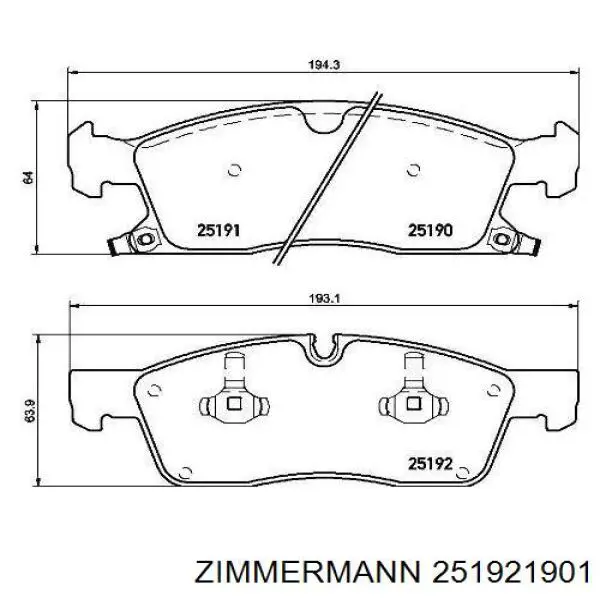 Купить 251921901 Zimmermann Колодки тормозные