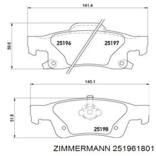 Колодки дисковые  Zimmermann 251961801 цена, от 44.58 USD