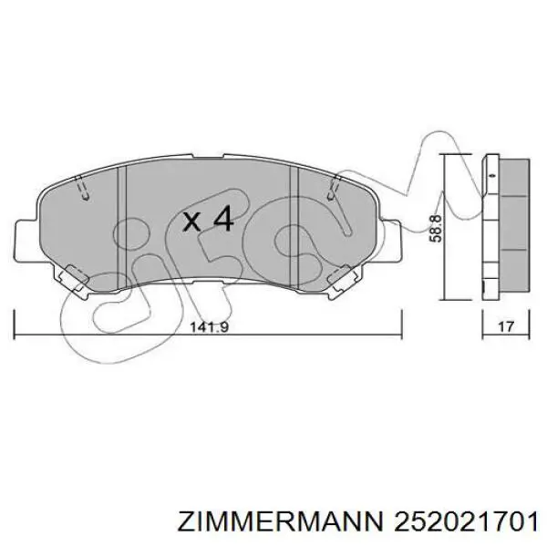 Купить 252021701 Zimmermann Колодки тормозные