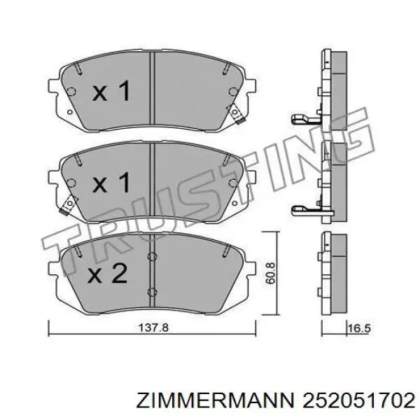 Колодки Zimmermann 252051702 цена, от 53.12 USD