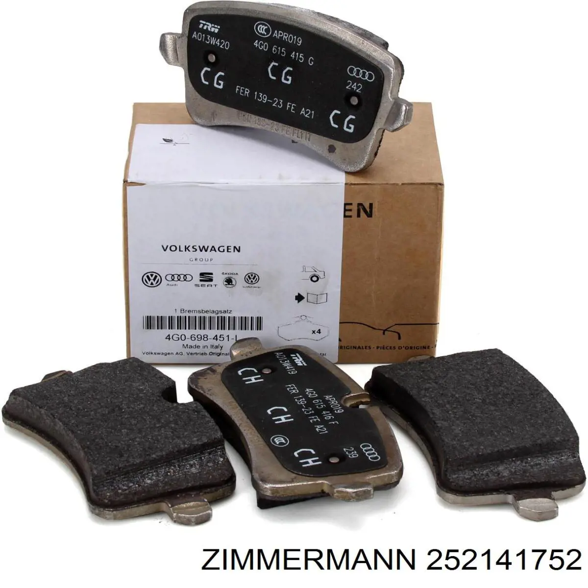 252141752 Zimmermann Колодки тормозные дисковые комплект