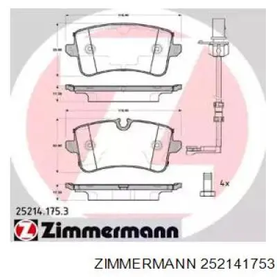 252141753 Zimmermann Колодки тормозные дисковые комплект