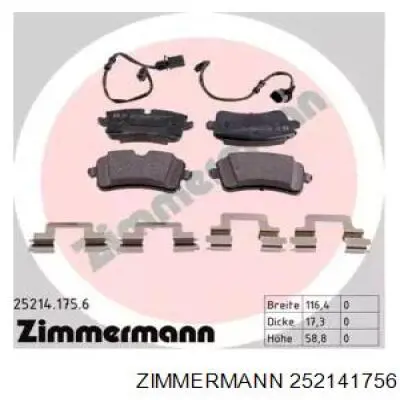 Колодки дисковые  Zimmermann 252141756 цена, от 67.49 USD
