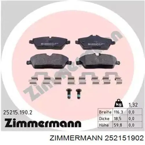 252151902 Zimmermann sapatas do freio traseiras de disco