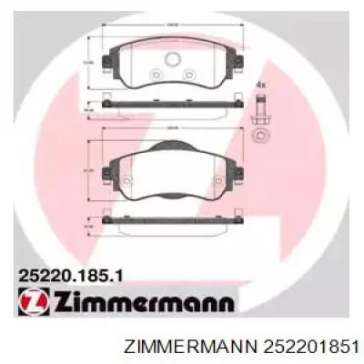 252201851 Zimmermann колодки тормозные передние дисковые