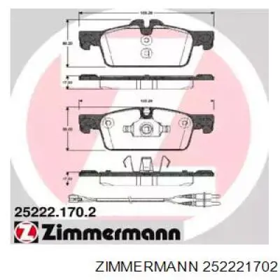 25222.170.2 Zimmermann колодки тормозные передние дисковые