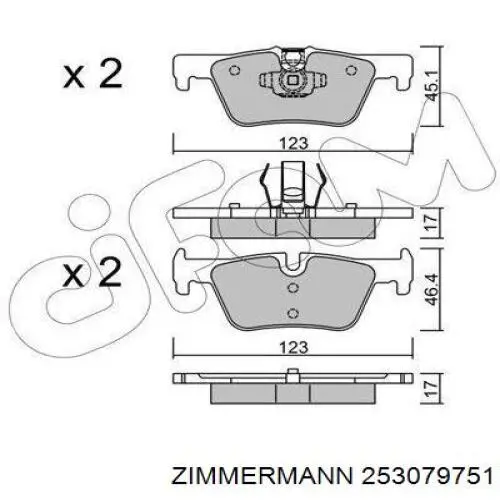 Задние дисковые колодки Zimmermann 253079751