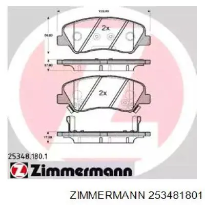 Купить 253481801 Zimmermann Колодки тормозные