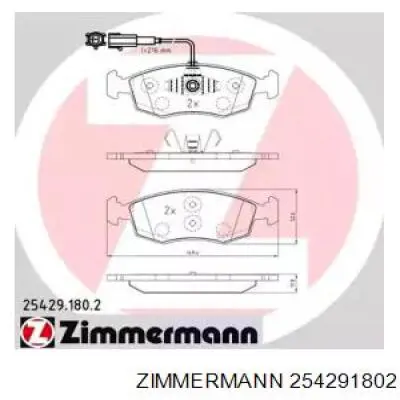 Передние тормозные колодки 254291802 Zimmermann