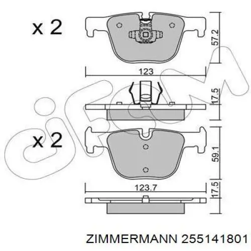 Задние тормозные колодки 255141801 Zimmermann