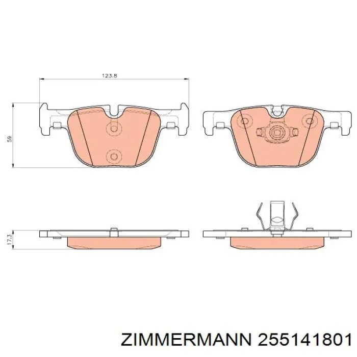 Купить 255141801 Zimmermann Колодки тормозные задние, дисковые
