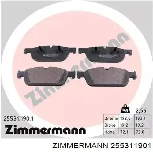 255311901 Zimmermann sapatas do freio dianteiras de disco