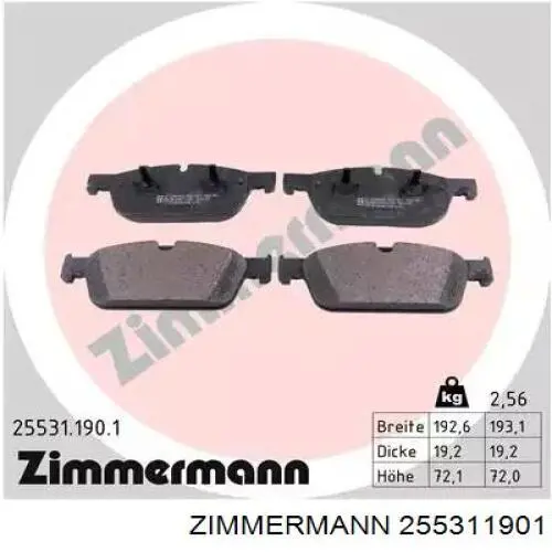 Передние тормозные колодки 255311901 Zimmermann